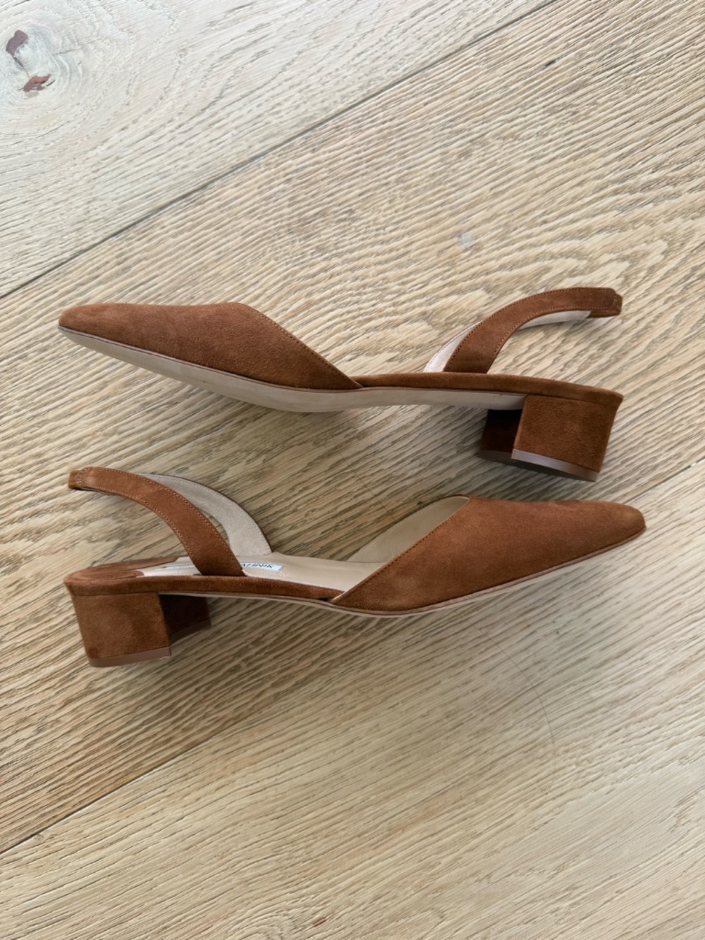 Manolo Blahnik Aspro Block Heel Slingback Suede Pump - Picture 6 of 7